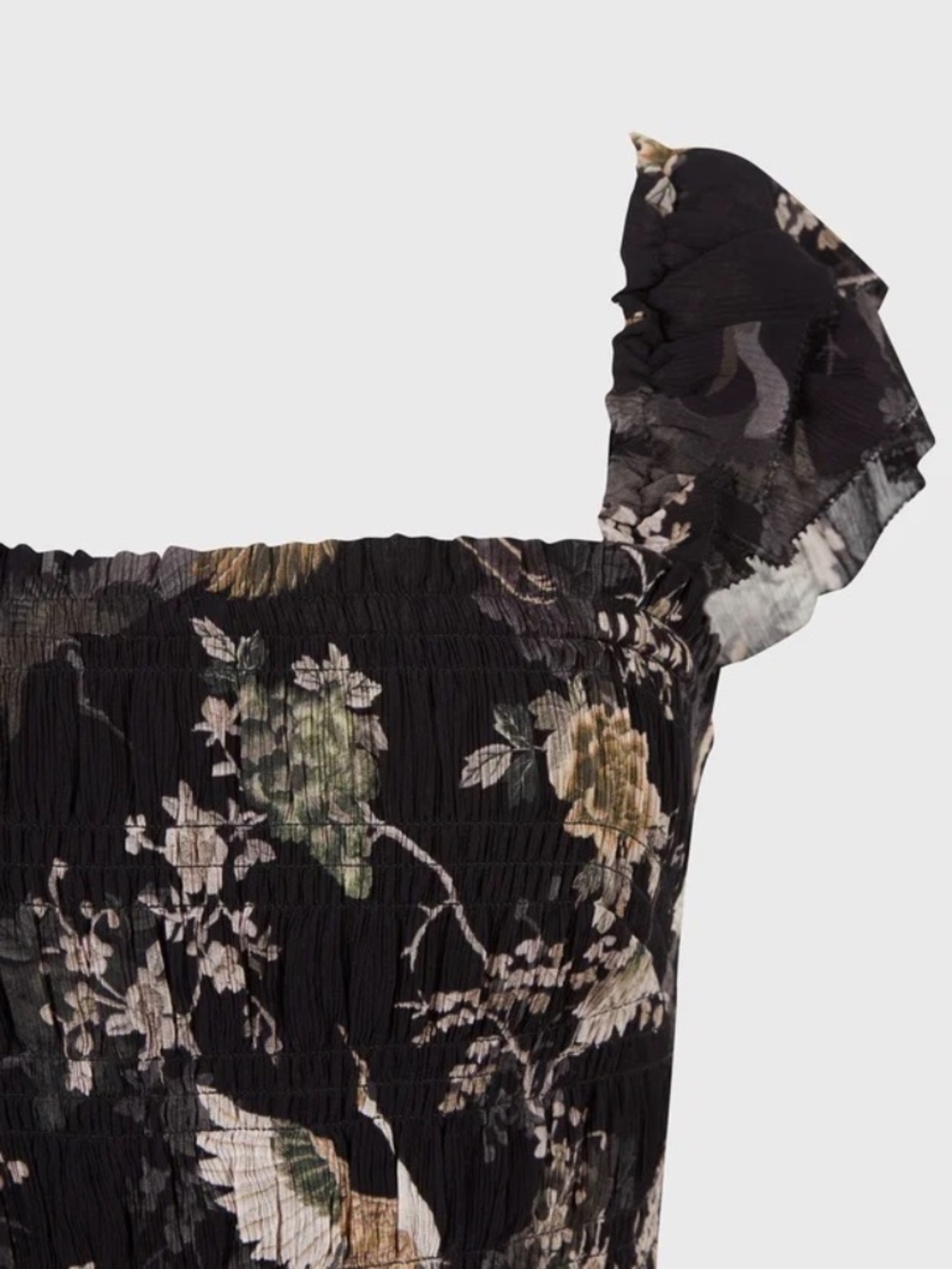 All Saints -  Mali Amare Black Smocked Midi Dress - Picture 3 of 6